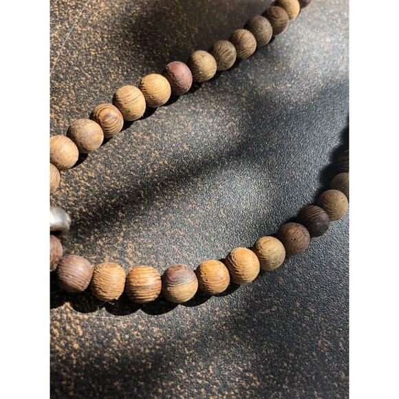 Handblown Glass Pendant On 20” Wooden Bead Necklace Boho Style Artisan Made 2008 - Picture 9 of 16